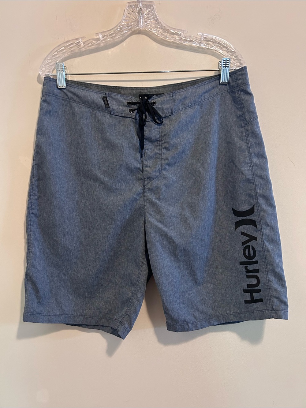 Hurley Men’s Gray-Blue Boardshorts with Black Logo